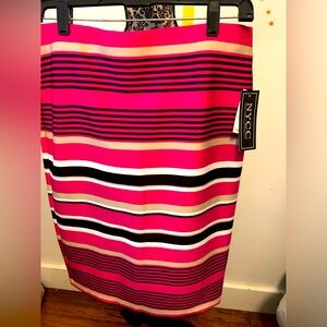 NWT NYCC pink and black striped skirt, size M